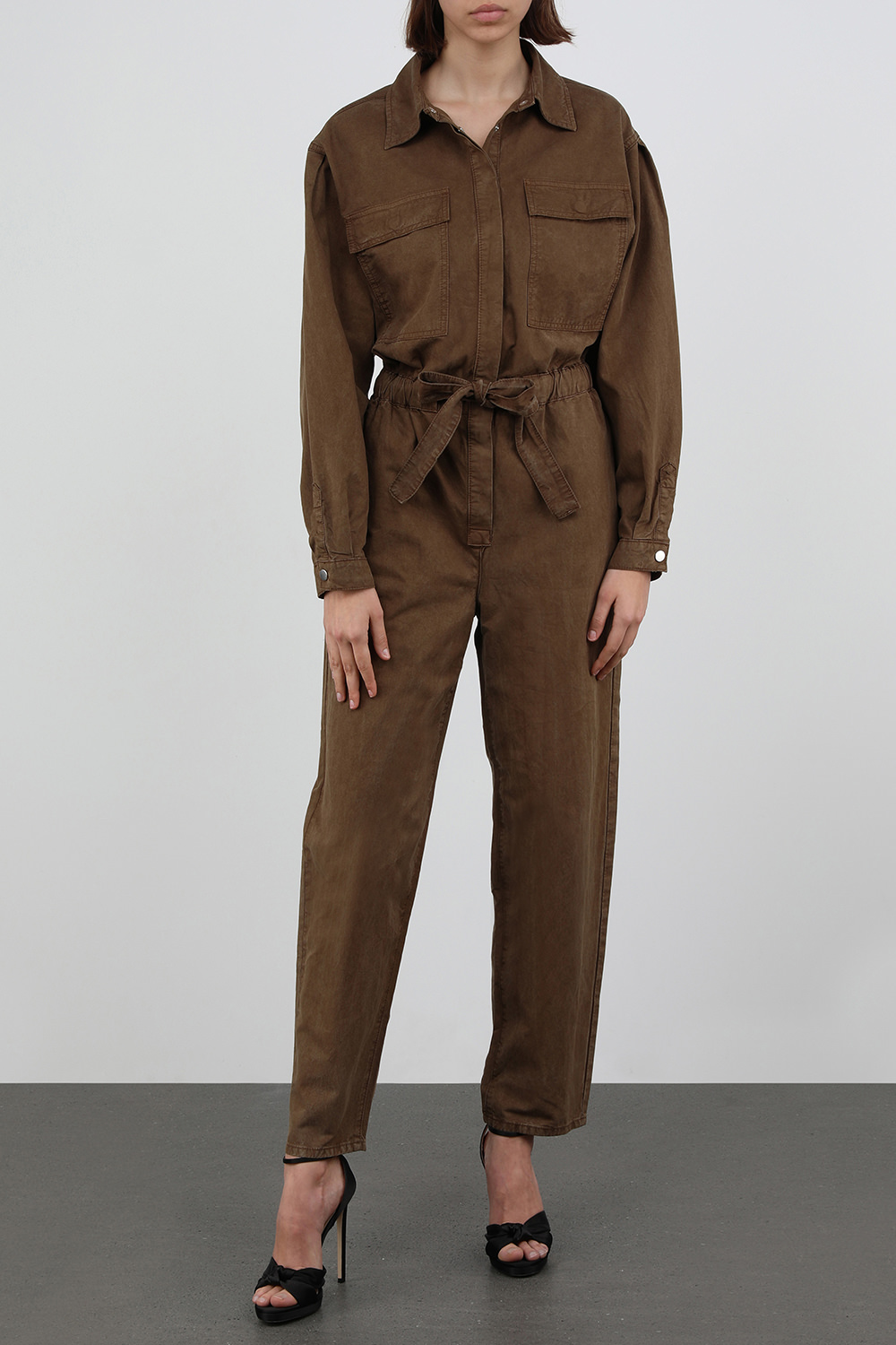 אוברול ירוק עם חגורה אלסטית